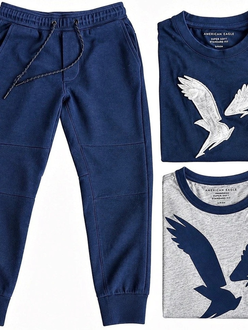 American Eagle Graphic 3 Piece Set Joggers Long & Short sleeve shirts Small Med